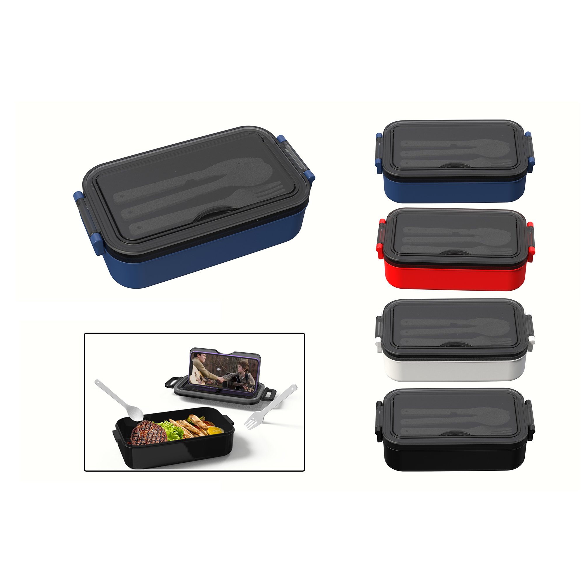 Lunch Box Includes Fork Knife And Spoon Image